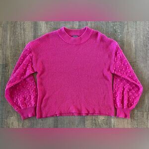 Vince Camuto womens plus size 2XL pink ribbed/bubble pattern long sleeve sweater